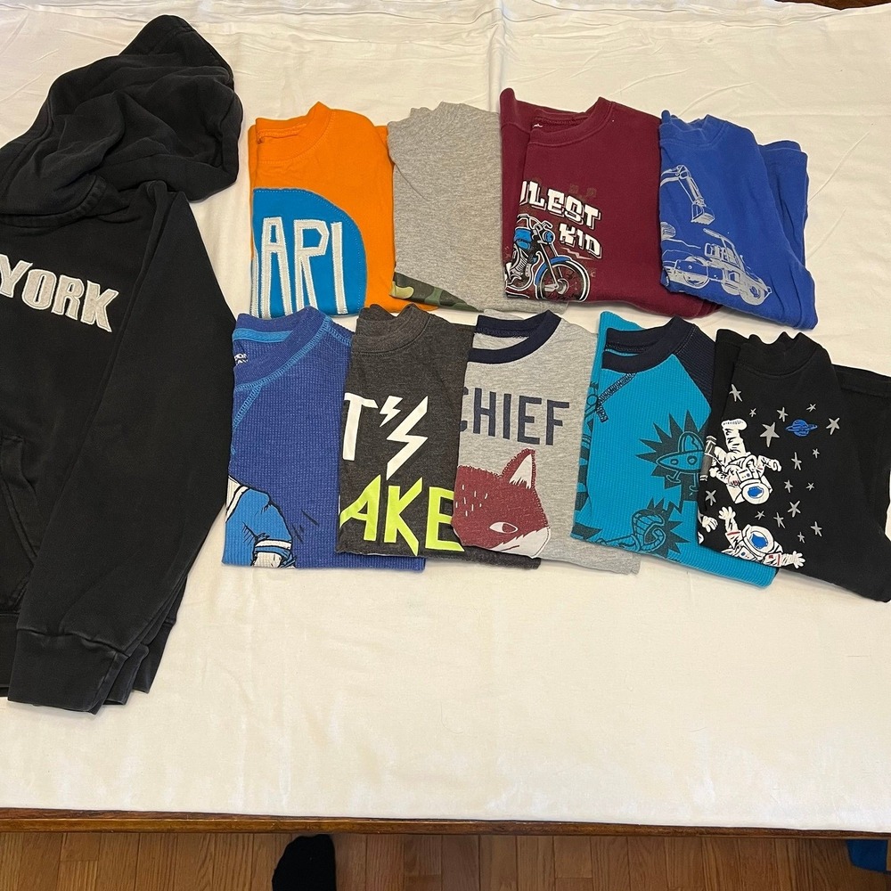 Size 5 Boys' Long Sleeve Shirt and Hoodie Bundle (2541)